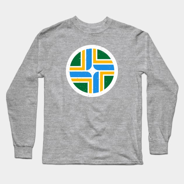 Retro Portland Oregon City Flag // Vintage PDX Grunge Emblem Long Sleeve T-Shirt by Now Boarding